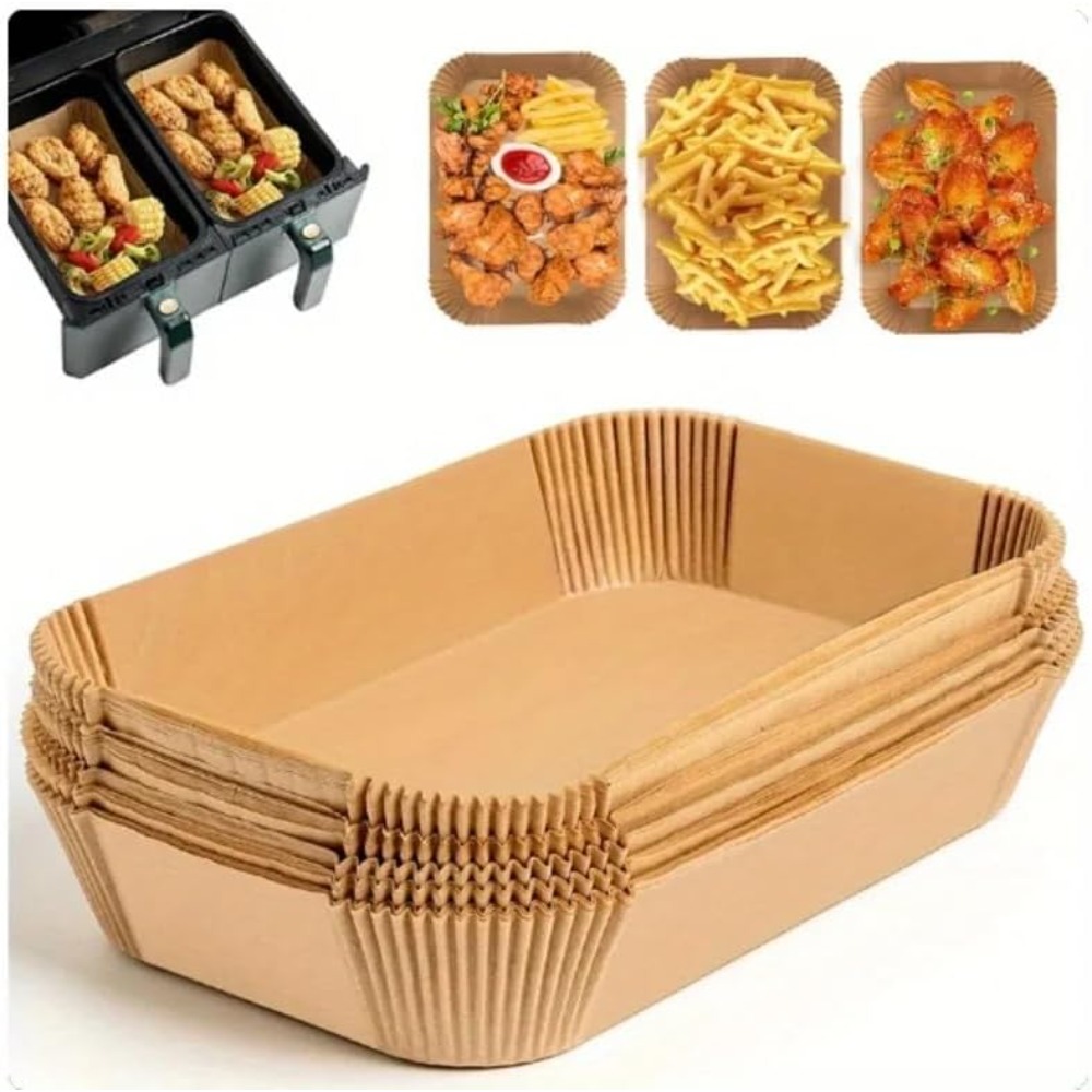 Kitchen Paper For Baking - 50/100 Stück Einweg-Heißluftfritteusen-Papier Rechteckige Küchen-Backmatte Ölfestes