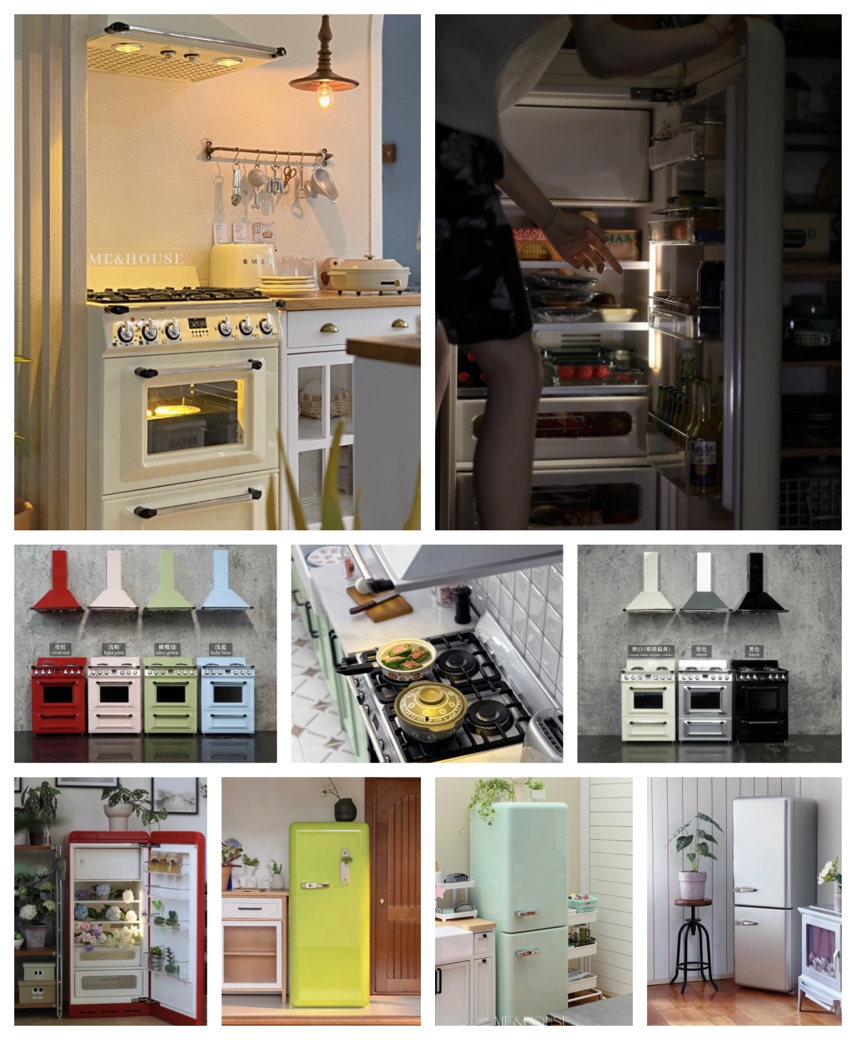 Miniature Baking Kitchen - 1/6 moderne Miniatur-Küchenmöbel Blythe/BJD Mini-Kühlschrank mit