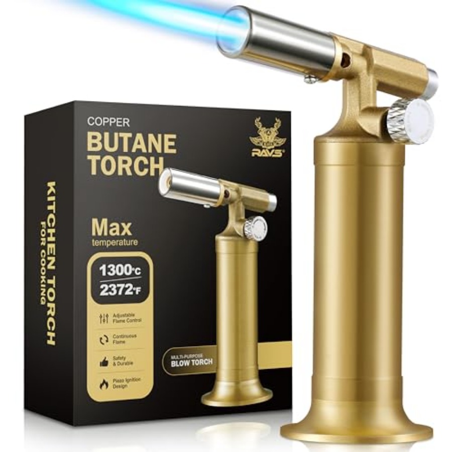 Kitchen Baking Torch - Kupfer-Butan-Brenner, Nachfüllbarer Küchenbrenner mit Einstellbarer Flamme,