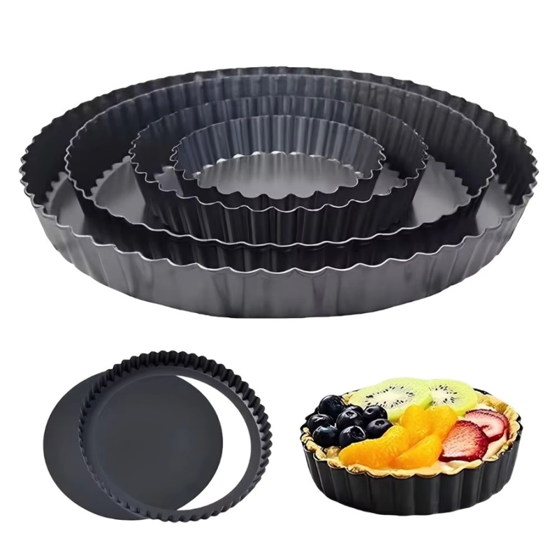 Kitchen Baking Oven - 1 Stück Abnehmbare Geriffelte Tarteform Antihaft-Kohlenstoffstahl