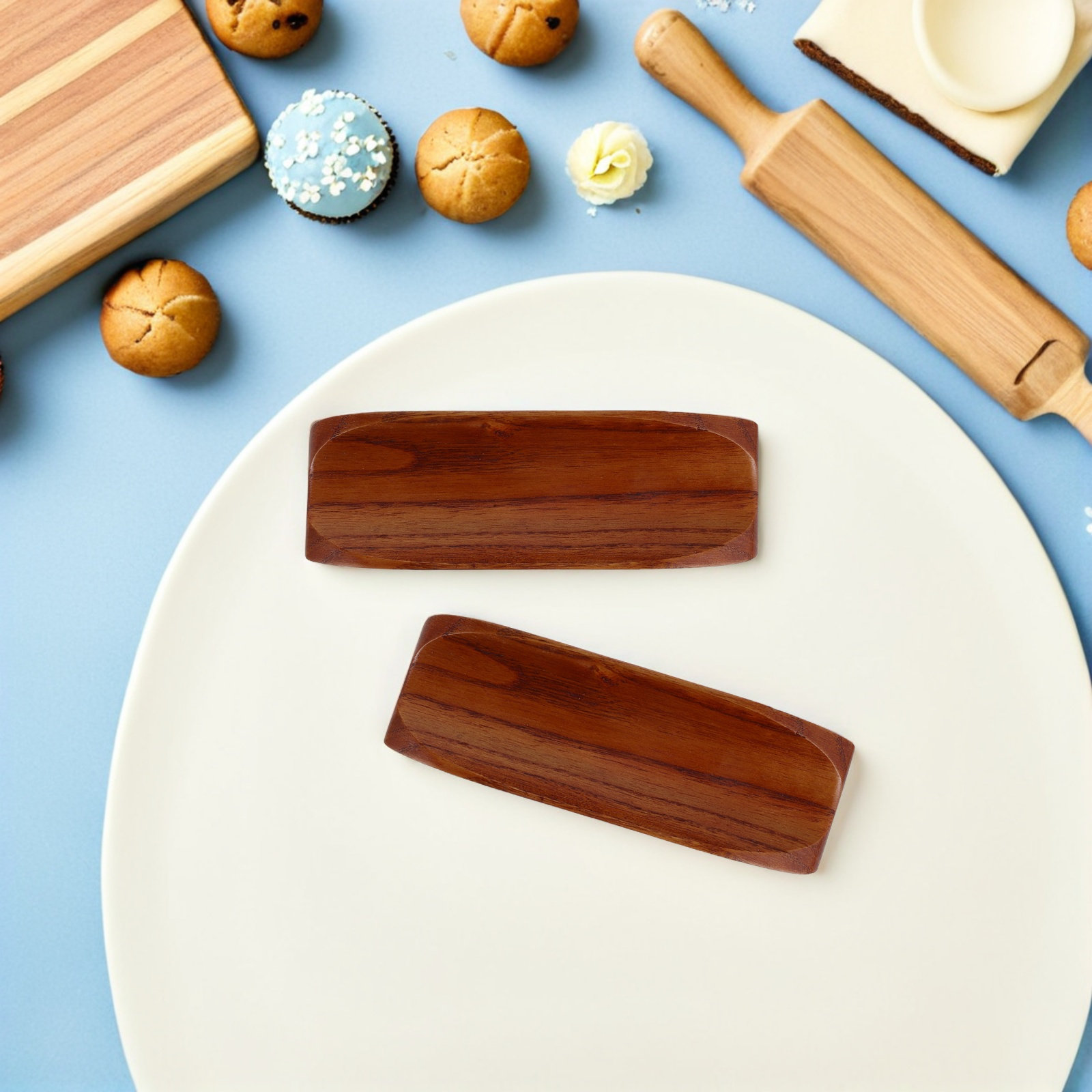 2 Stück Holz-Teigrollenhalter, – Kitchen Baking Station Bewertung und Preis